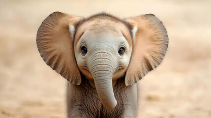 Adorable baby elephant, zoo enclosure, close-up, wildlife conservation