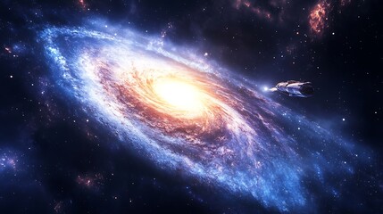 Fototapeta premium Spacecraft investigating moon space celestial rocket propulsion stunning nebula perspective images