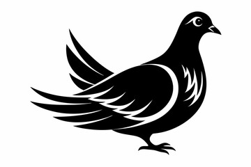 dove silhouette line art vector illustration with a white background