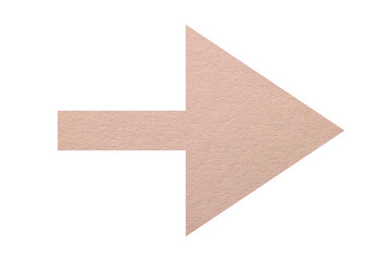 Obraz premium Arrow with texture of pink beige paper isolated on white