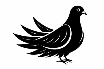 dove silhouette line art vector illustration with a white background