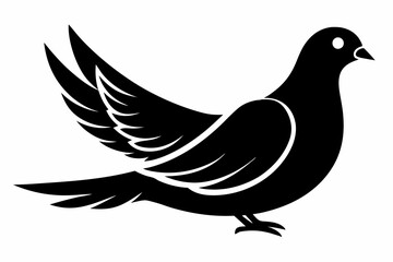 dove silhouette line art vector illustration with a white background