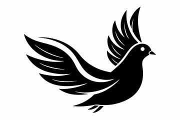 dove silhouette line art vector illustration with a white background