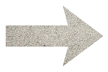 Arrow with texture of granules isolated on white