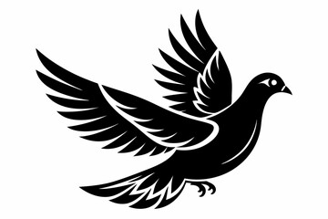 dove silhouette line art vector illustration with a white background