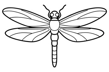 dragonfly silhouette line art vector illustration with a white background