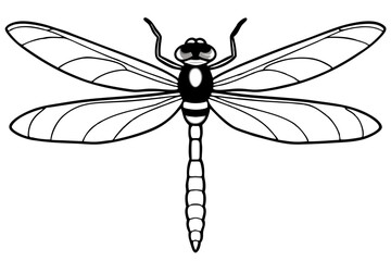 dragonfly silhouette line art vector illustration with a white background
