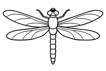 dragonfly silhouette line art vector illustration with a white background