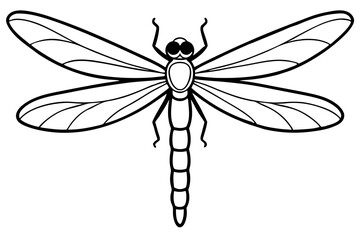 dragonfly silhouette line art vector illustration with a white background