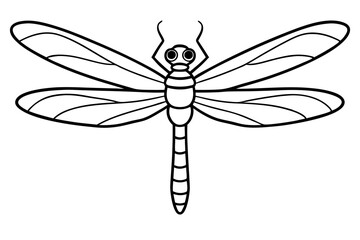 dragonfly silhouette line art vector illustration with a white background