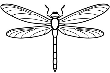 dragonfly silhouette line art vector illustration with a white background
