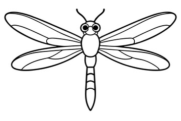 dragonfly silhouette line art vector illustration with a white background