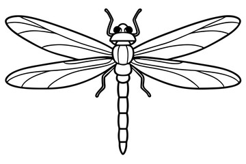 dragonfly silhouette line art vector illustration with a white background