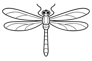 dragonfly silhouette line art vector illustration with a white background