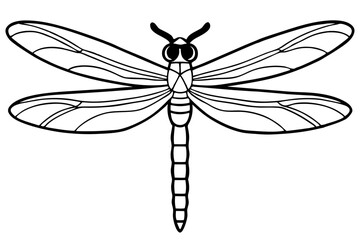 dragonfly silhouette line art vector illustration with a white background