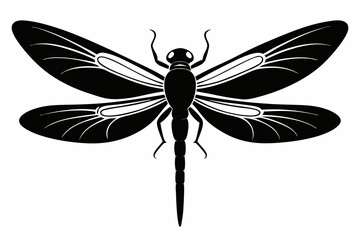 dragonfly silhouette line art vector illustration with a white background