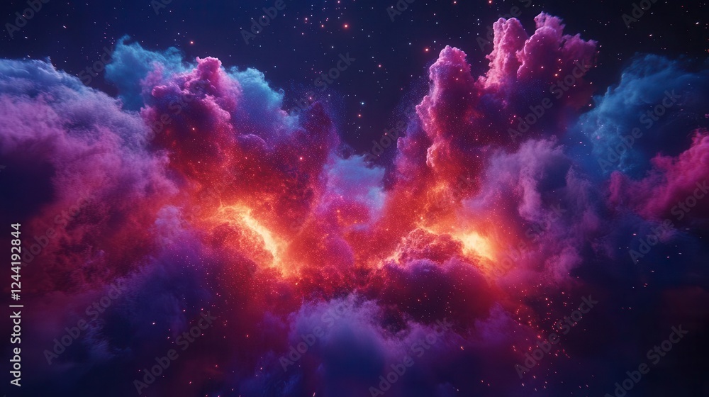 Aufkleber cosmic fireworks display in deep space with vibrant nebulae and galactic explosions