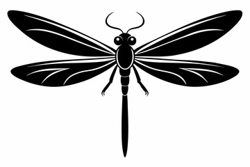 dragonfly silhouette line art vector illustration with a white background