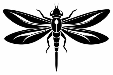 dragonfly silhouette line art vector illustration with a white background
