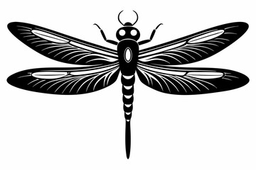 dragonfly silhouette line art vector illustration with a white background
