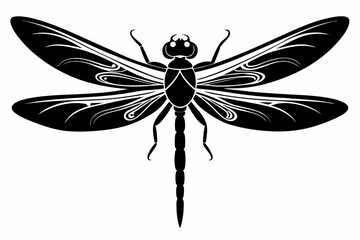 dragonfly silhouette line art vector illustration with a white background