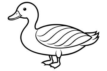 duck silhouette line art vector illustration with a white background