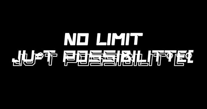 NO LIMIT JUST POSSIBILITIES. Motivational Inspirational success quotes video with animated text on black background