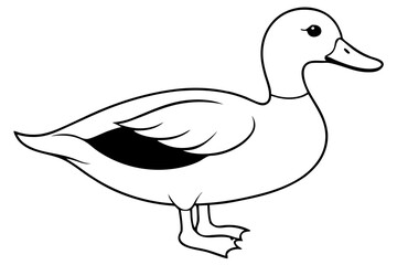 duck silhouette line art vector illustration with a white background