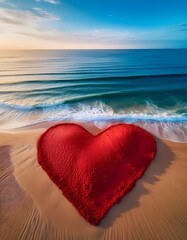 Fototapeta premium red heart on the beach