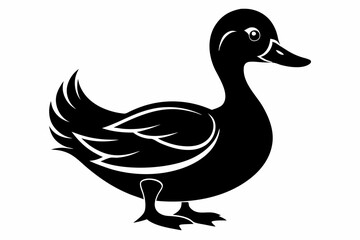 duck silhouette line art vector illustration with a white background