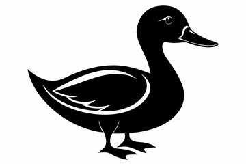 duck silhouette line art vector illustration with a white background