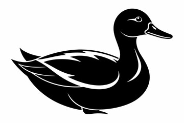 duck silhouette line art vector illustration with a white background