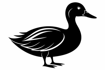 duck silhouette line art vector illustration with a white background