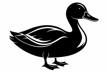 duck silhouette line art vector illustration with a white background