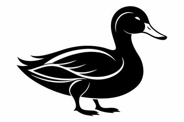 duck silhouette line art vector illustration with a white background