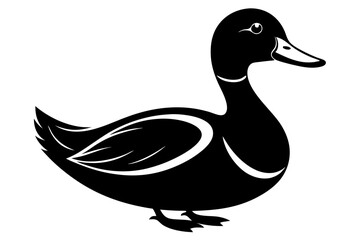 duck silhouette line art vector illustration with a white background
