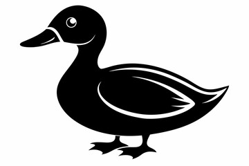 duck silhouette line art vector illustration with a white background
