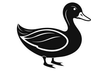 duck silhouette line art vector illustration with a white background