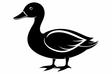duck silhouette line art vector illustration with a white background