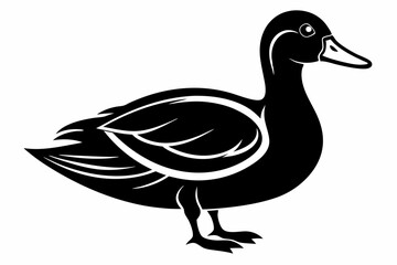 duck silhouette line art vector illustration with a white background