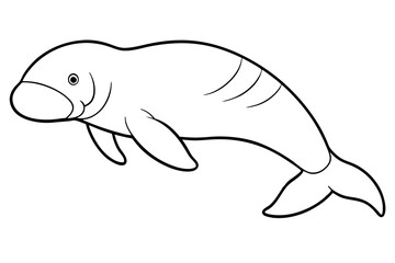 dugong silhouette line art vector illustration with a white background