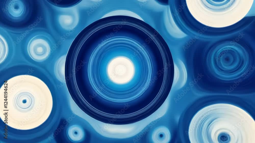 Poster hypnotic blue swirl patterns creating mesmerizing visual transformations