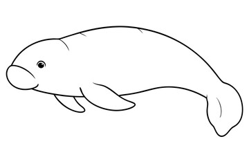 dugong silhouette line art vector illustration with a white background