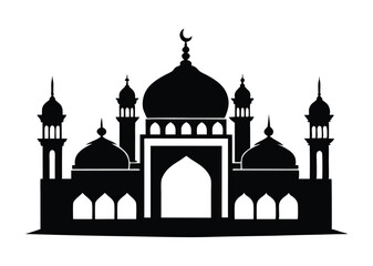 mosque silhouette vector, isolated black silhouette of a mosques collection, black silhouette mosque vector illustration 