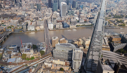 london city skyline from a helicopter