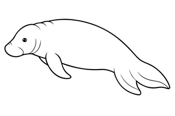 dugong silhouette line art vector illustration with a white background