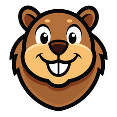 Cute smiling Beaver head vector mascot logo