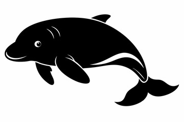 dugong silhouette line art vector illustration with a white background