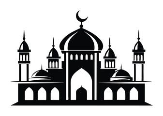 mosque silhouette vector, isolated black silhouette of a mosques collection, black silhouette mosque vector illustration 