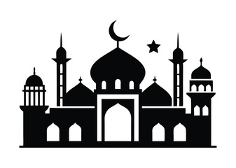 mosque silhouette vector, isolated black silhouette of a mosques collection, black silhouette mosque vector illustration 
